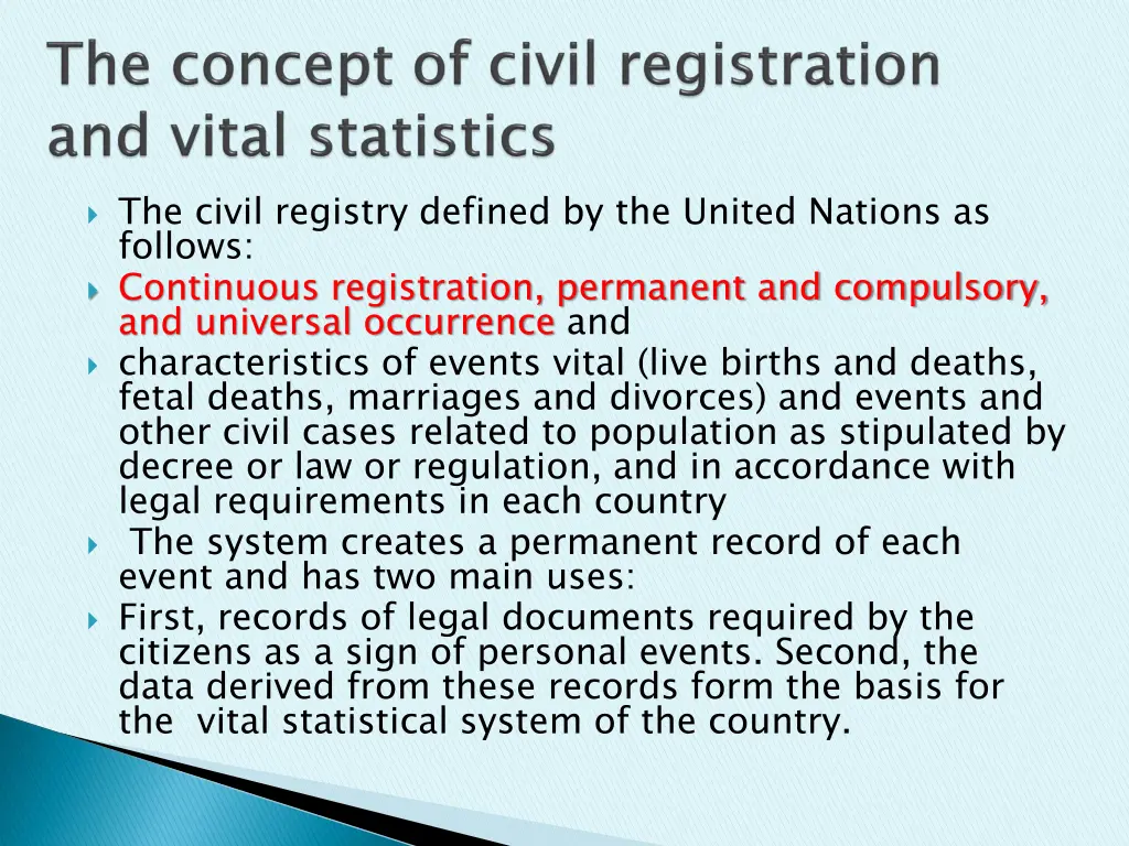 the civil registry defined by the united nations