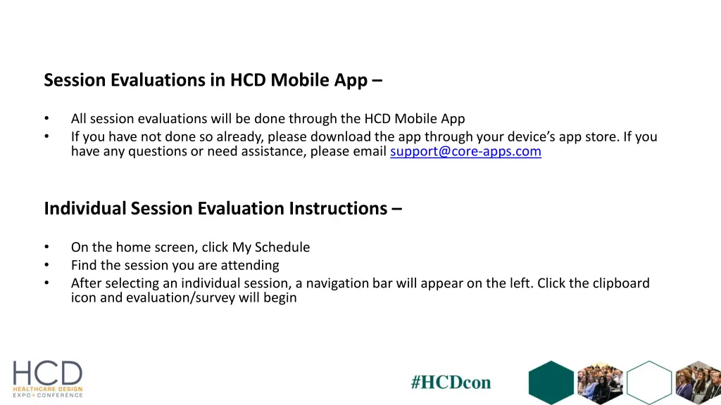 session evaluations in hcd mobile app