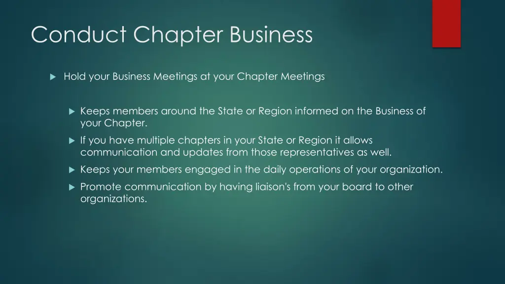 conduct chapter business