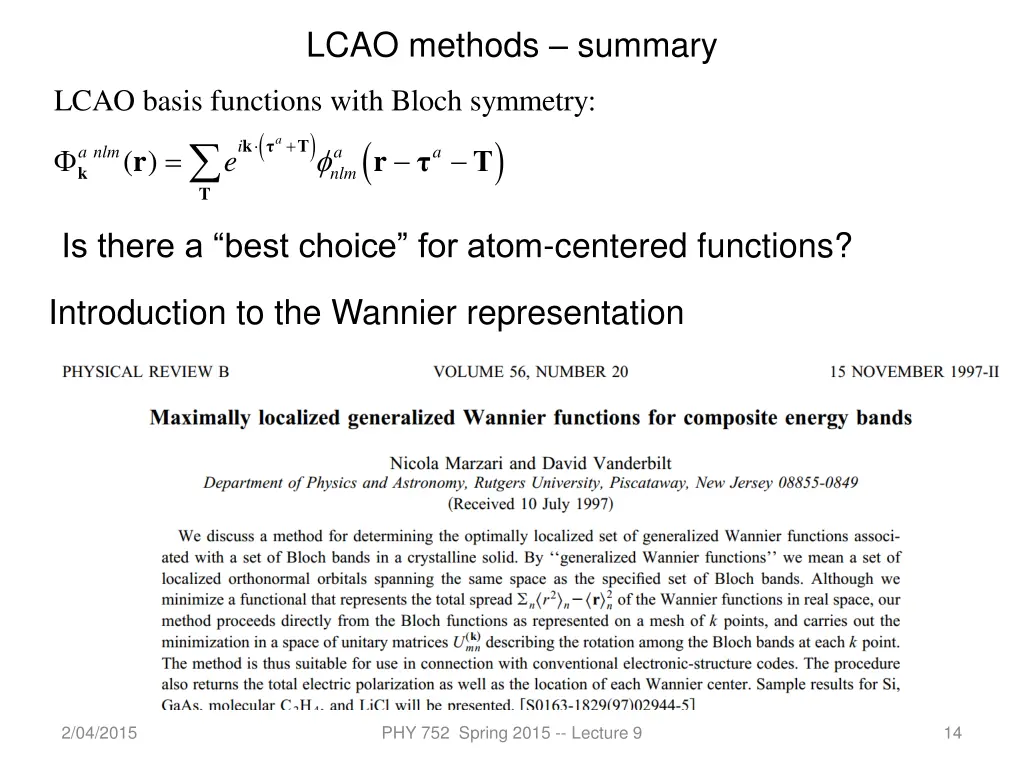 lcao methods summary
