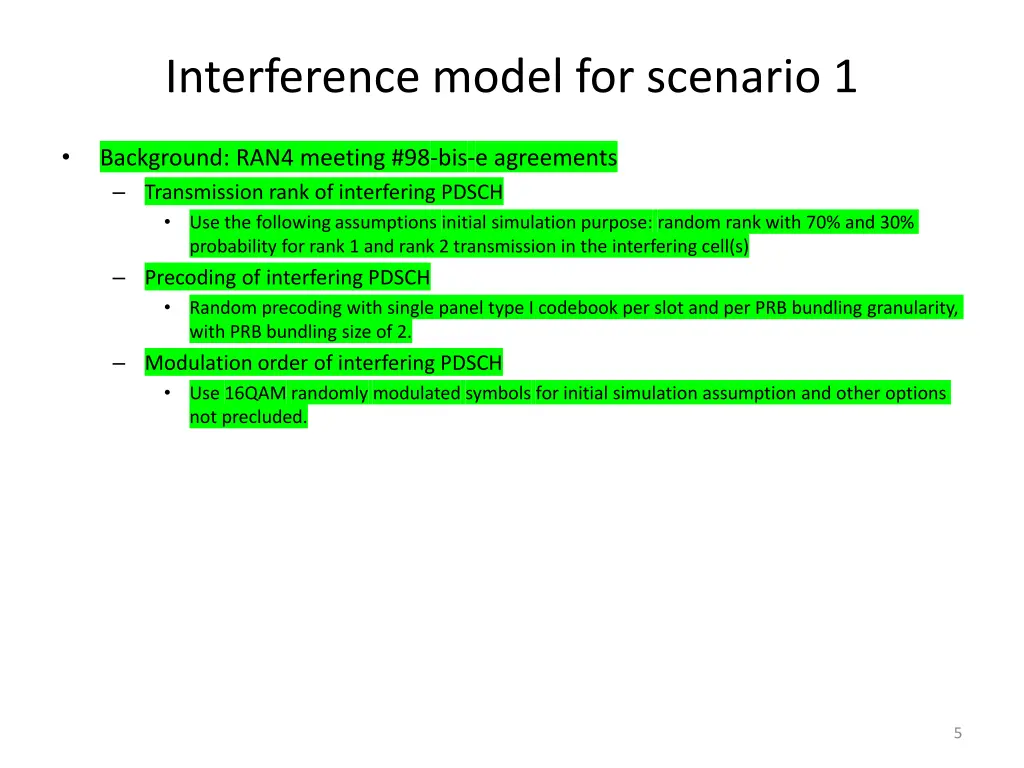 interference model for scenario 1