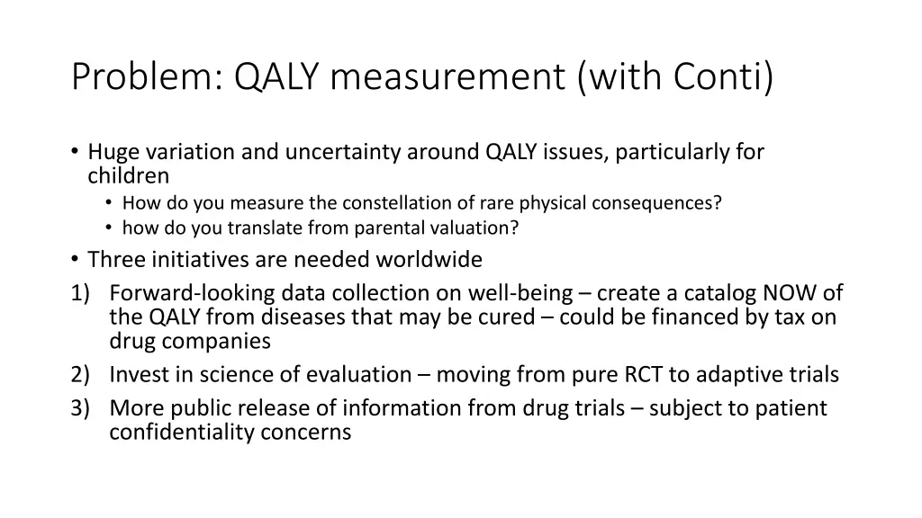 problem qaly measurement with conti