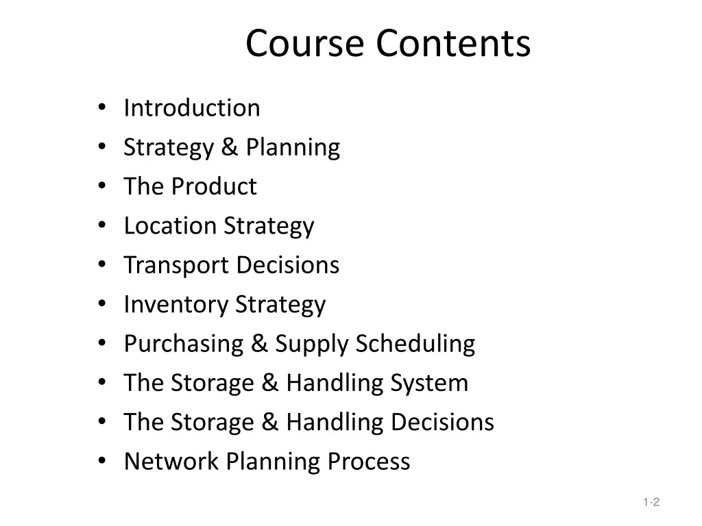 course contents