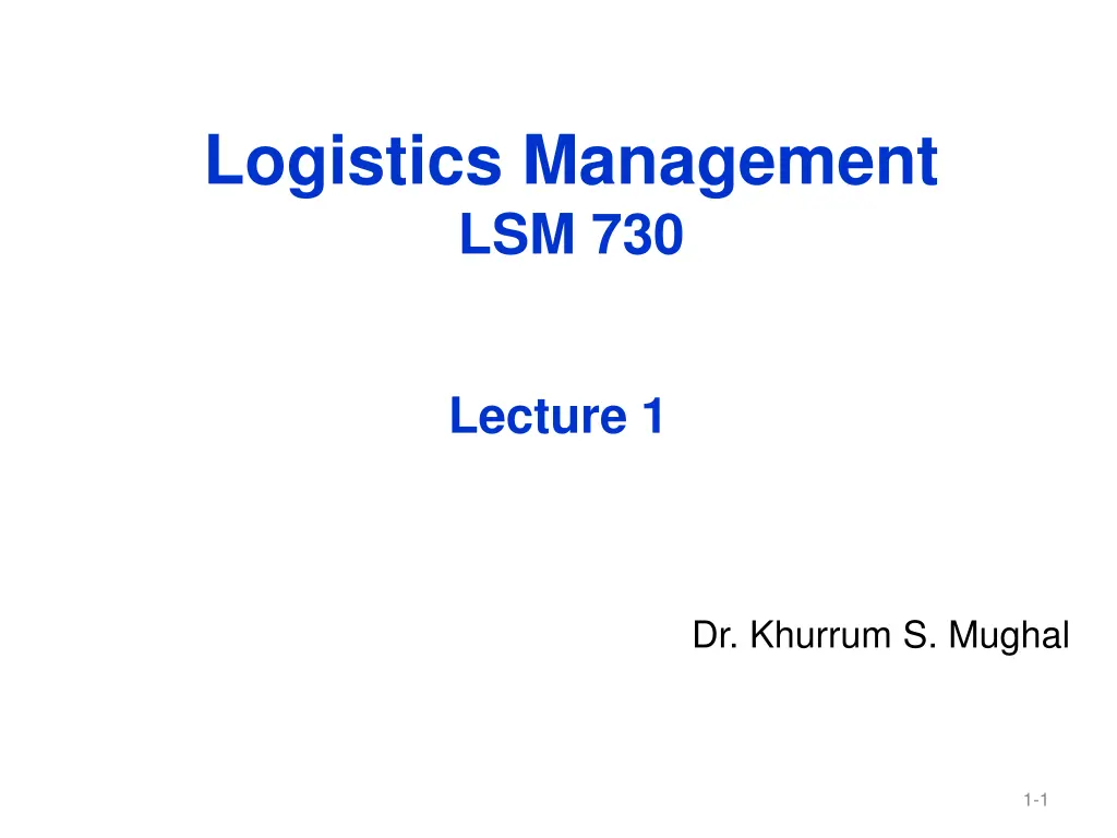 logistics management lsm 730