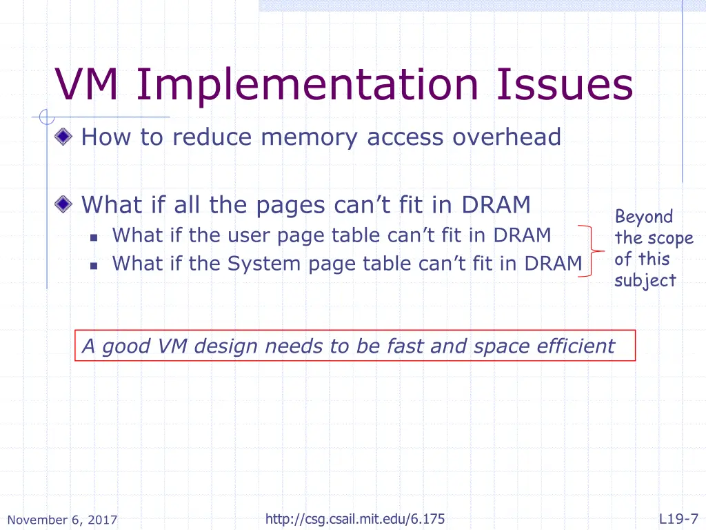 vm implementation issues