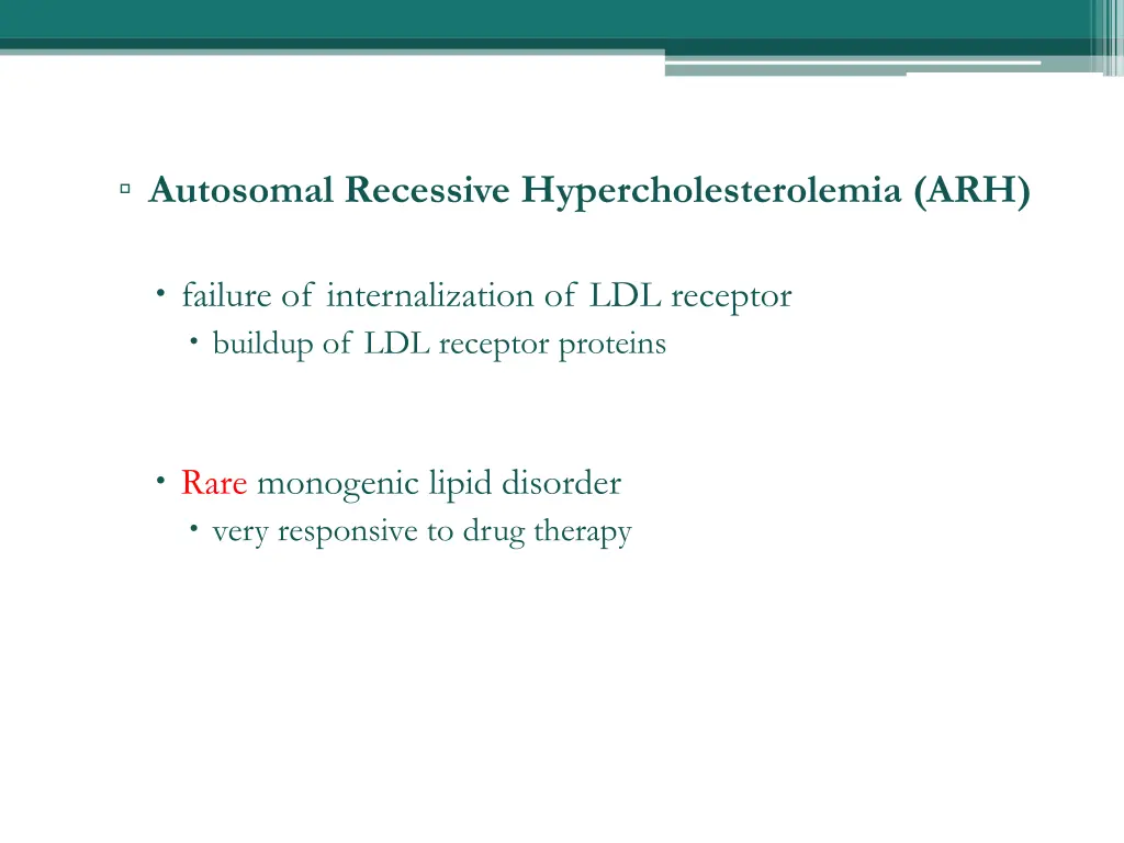 autosomal recessive hypercholesterolemia arh