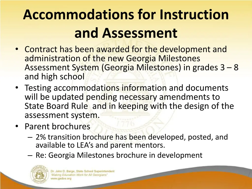 accommodations for instruction and assessment