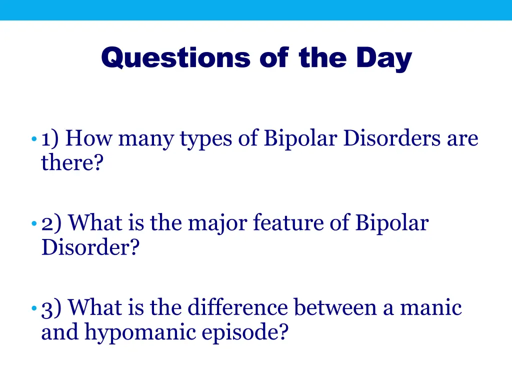 questions of the day