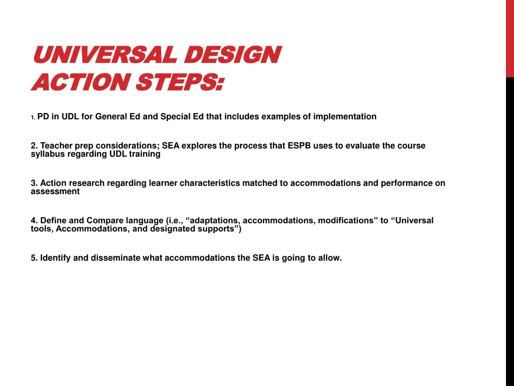 universal design universal design action steps