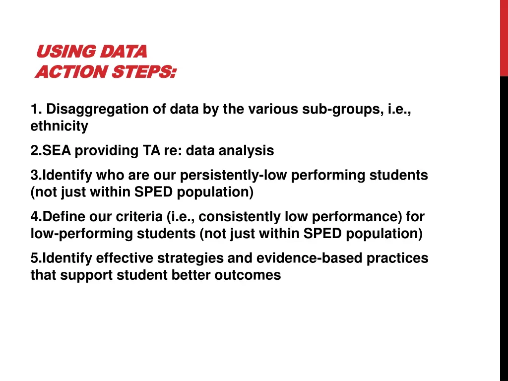 using data using data action steps action steps