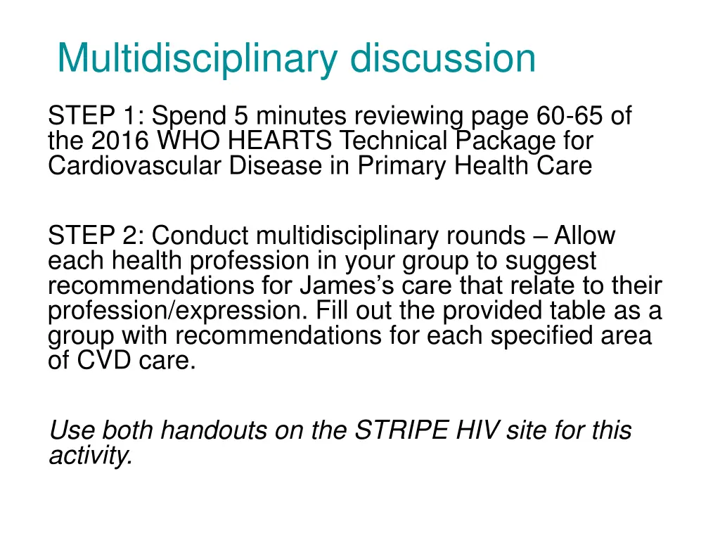 multidisciplinary discussion