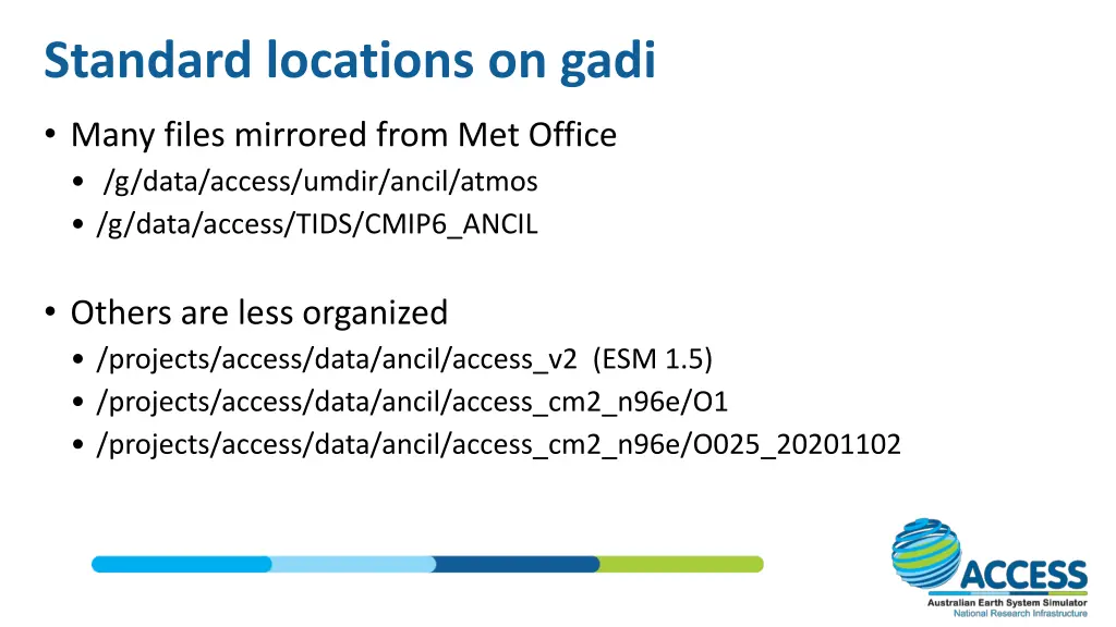 standard locations on gadi