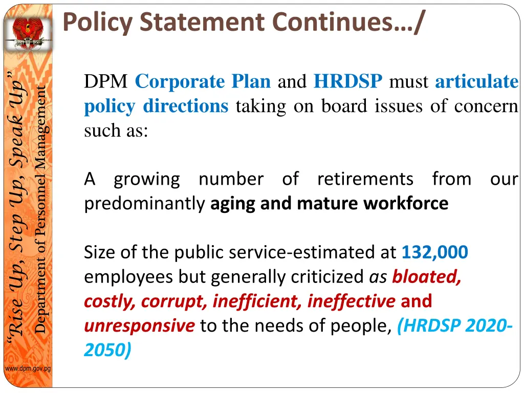 policy statement continues