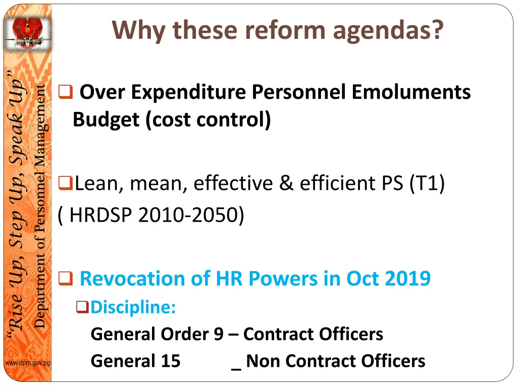 why these reform agendas