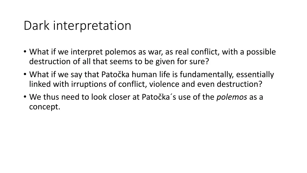 dark interpretation