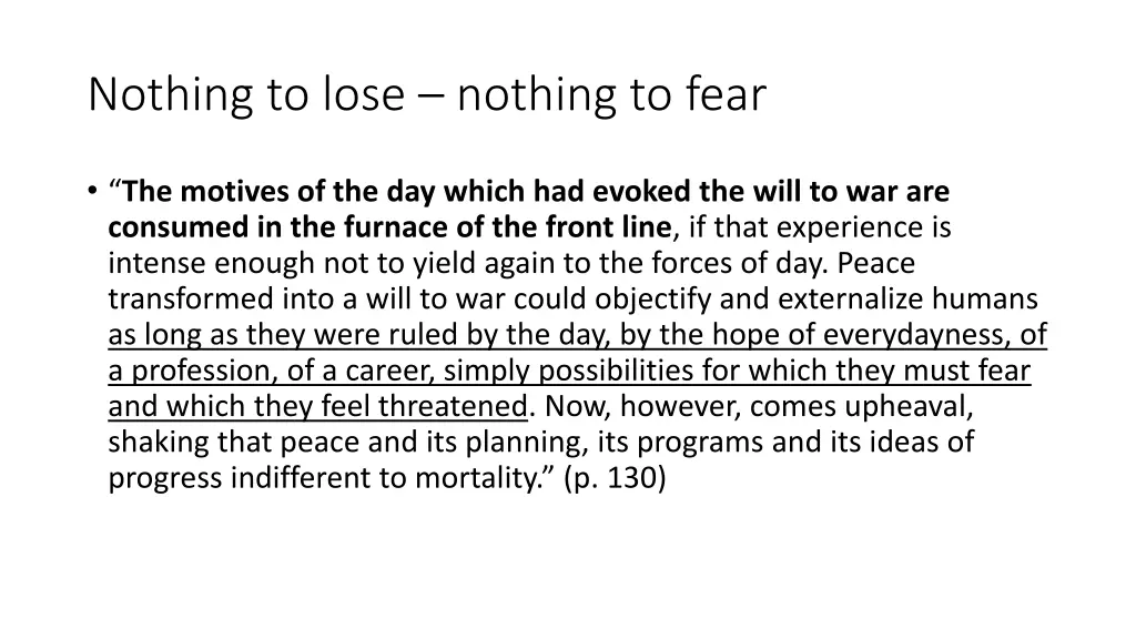 nothing to lose nothing to fear