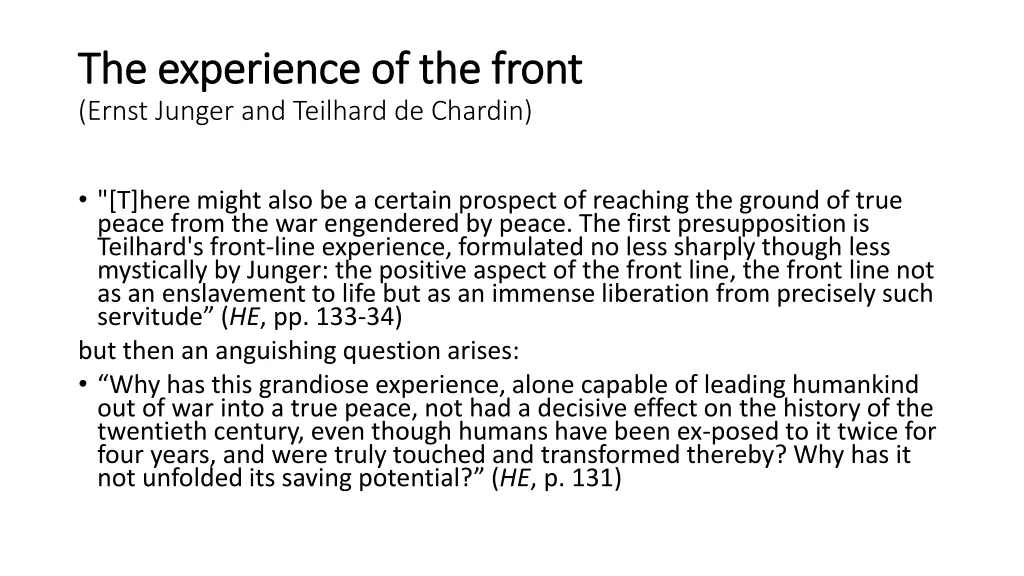 the experience of the front the experience
