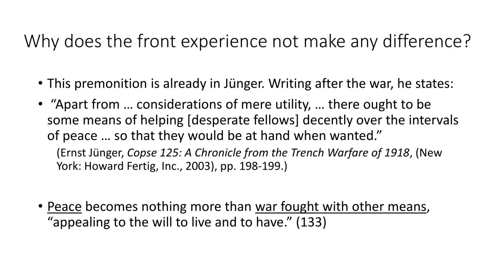 why does the front experience not make