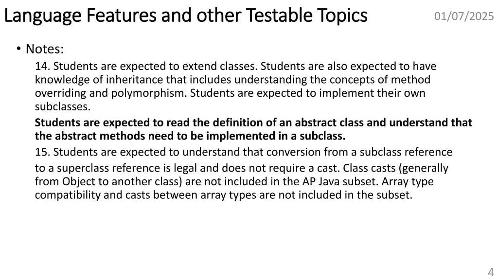 language features and other testable topics 1