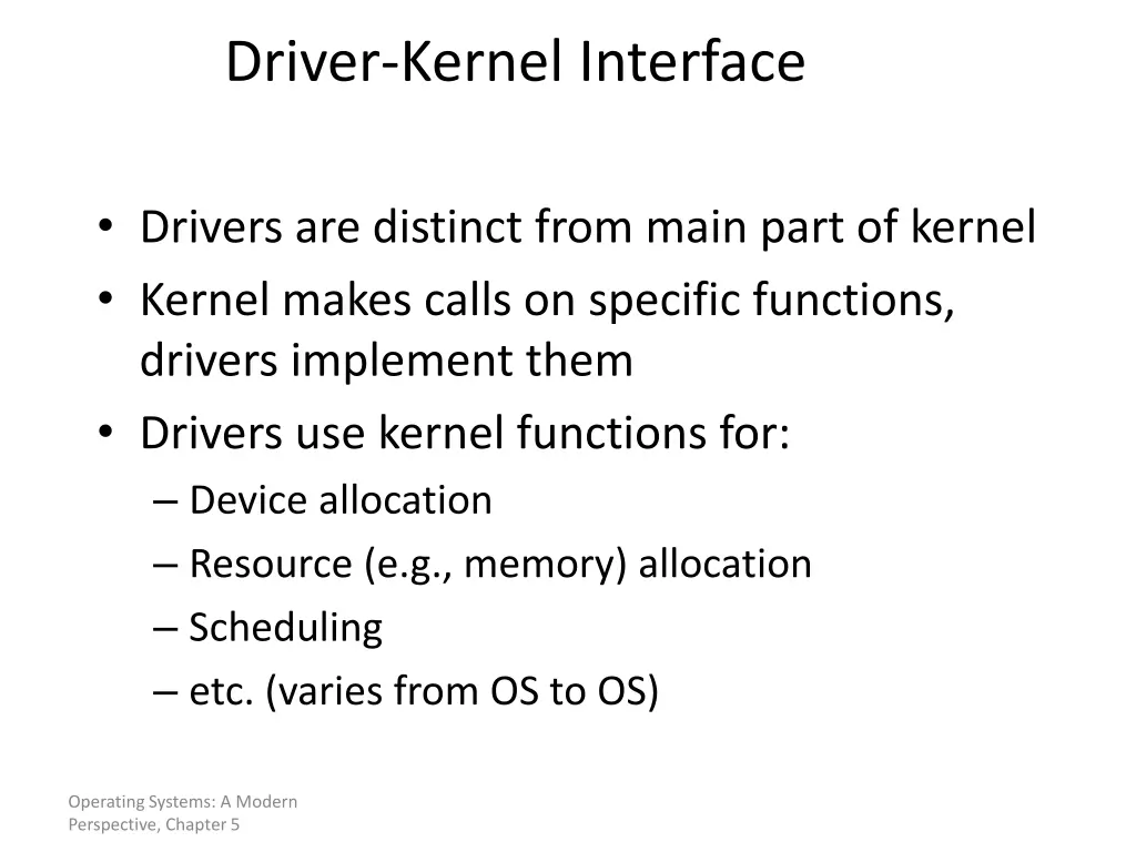 driver kernel interface