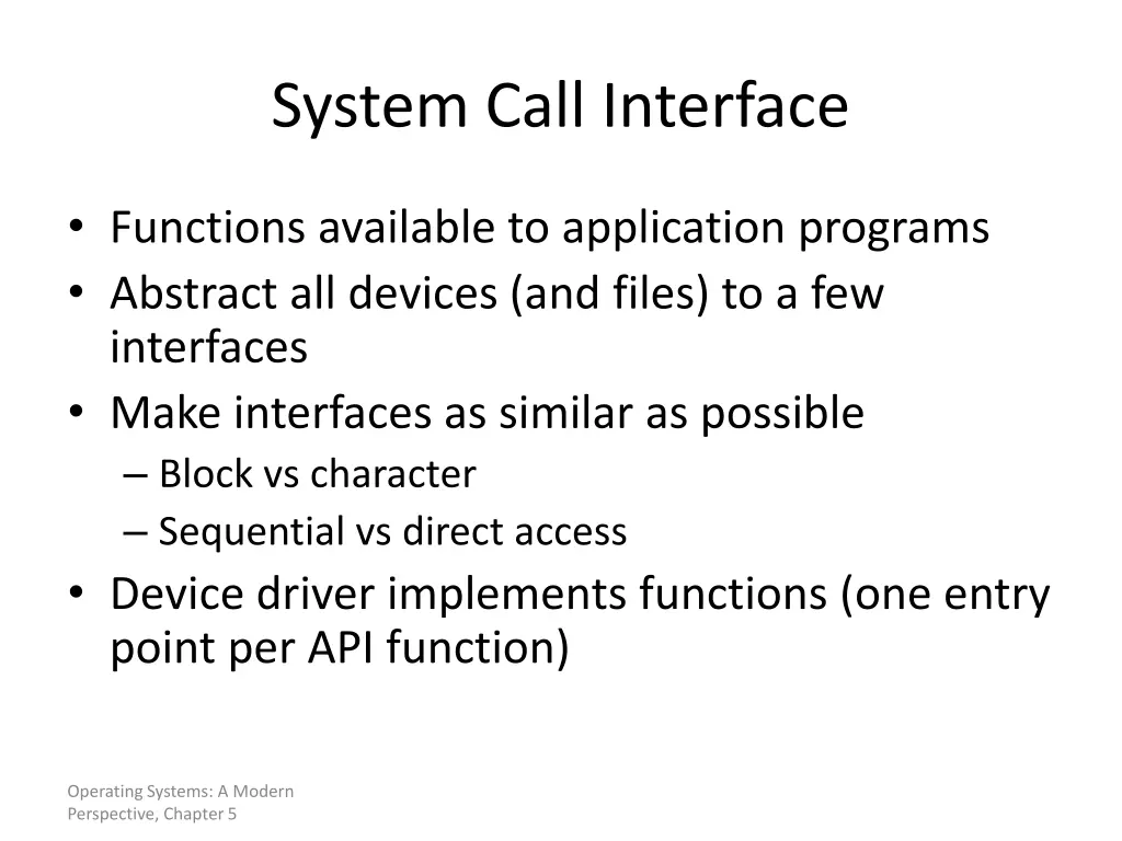 system call interface