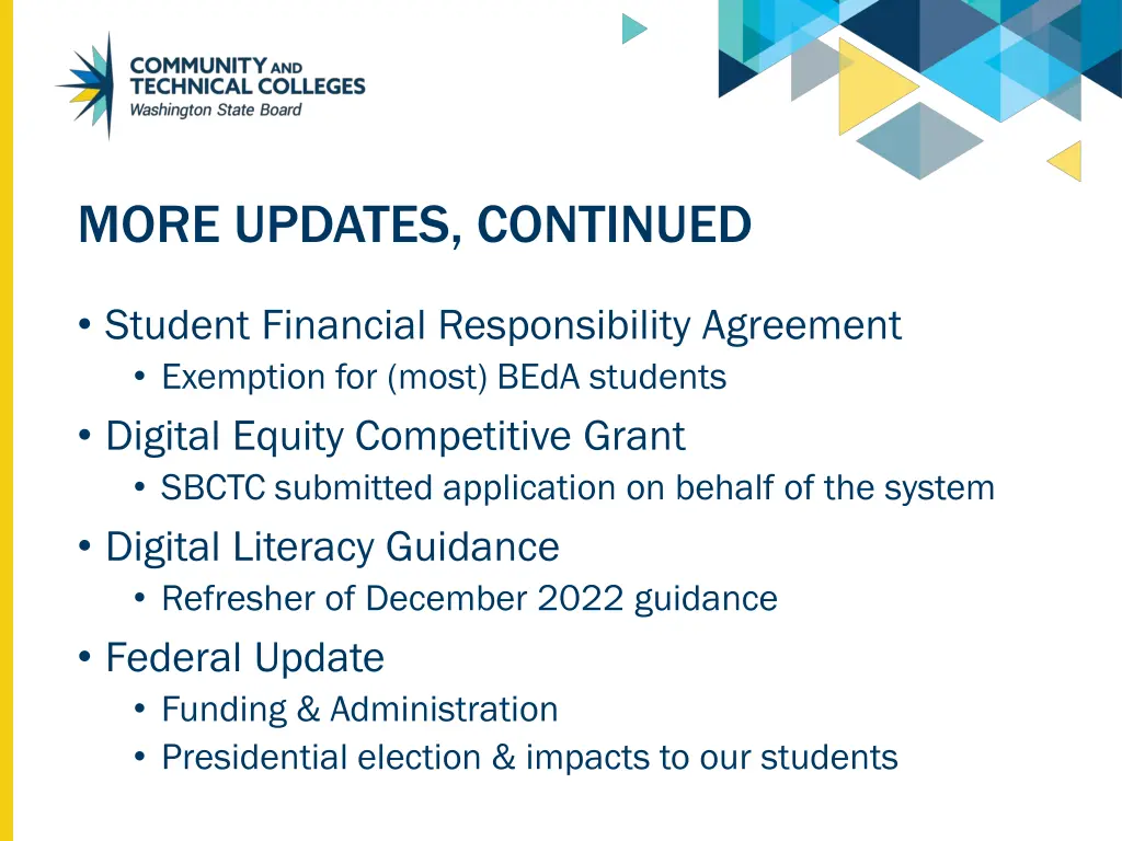 more updates continued