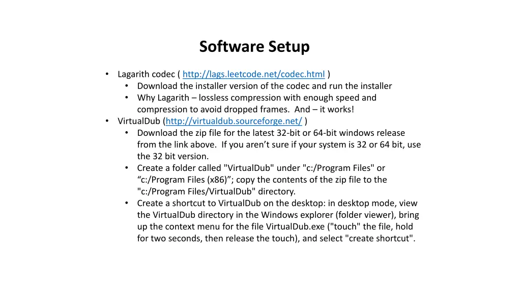 software setup