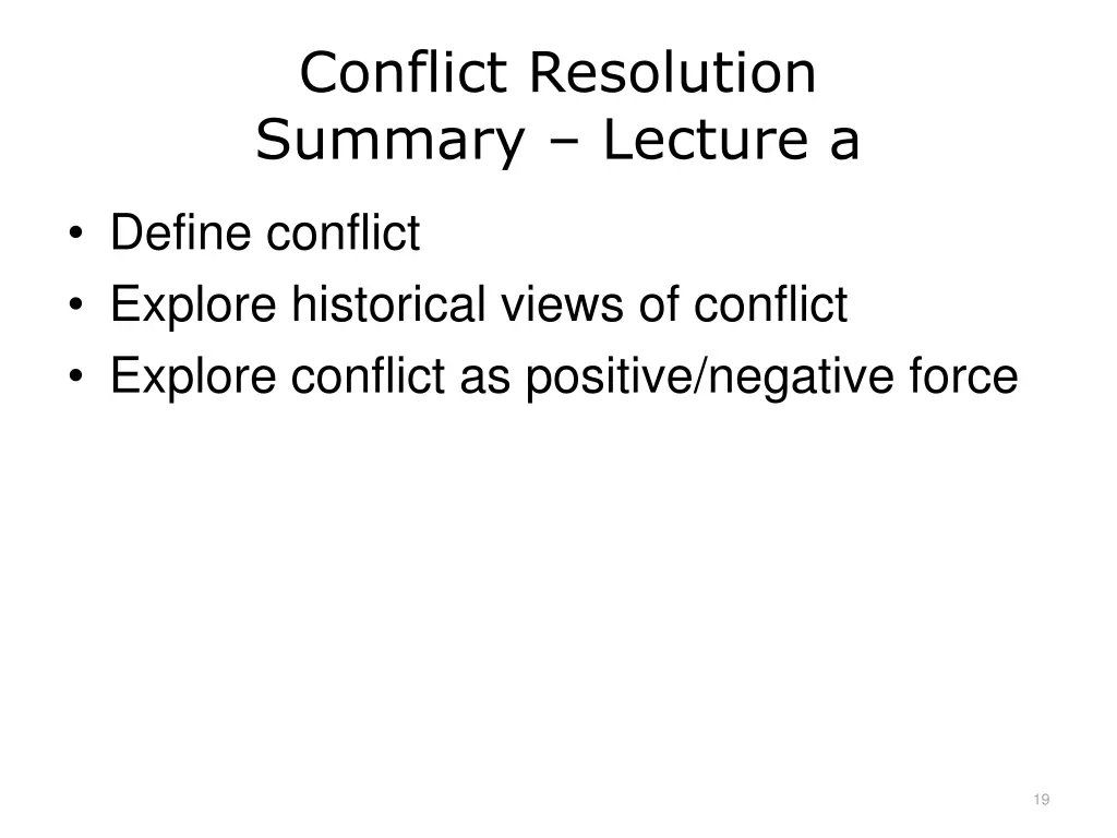 conflict resolution summary lecture a