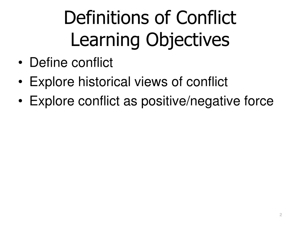 definitions of conflict learning objectives