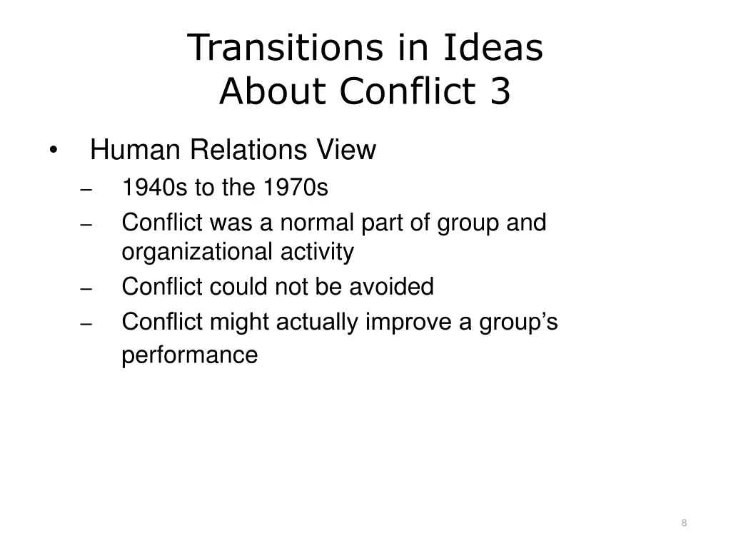 transitions in ideas about conflict 3