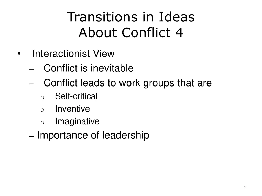 transitions in ideas about conflict 4