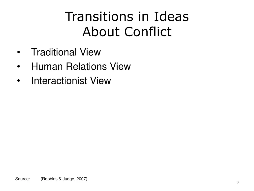transitions in ideas about conflict