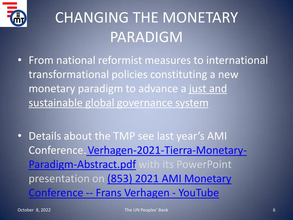 changing the monetary paradigm