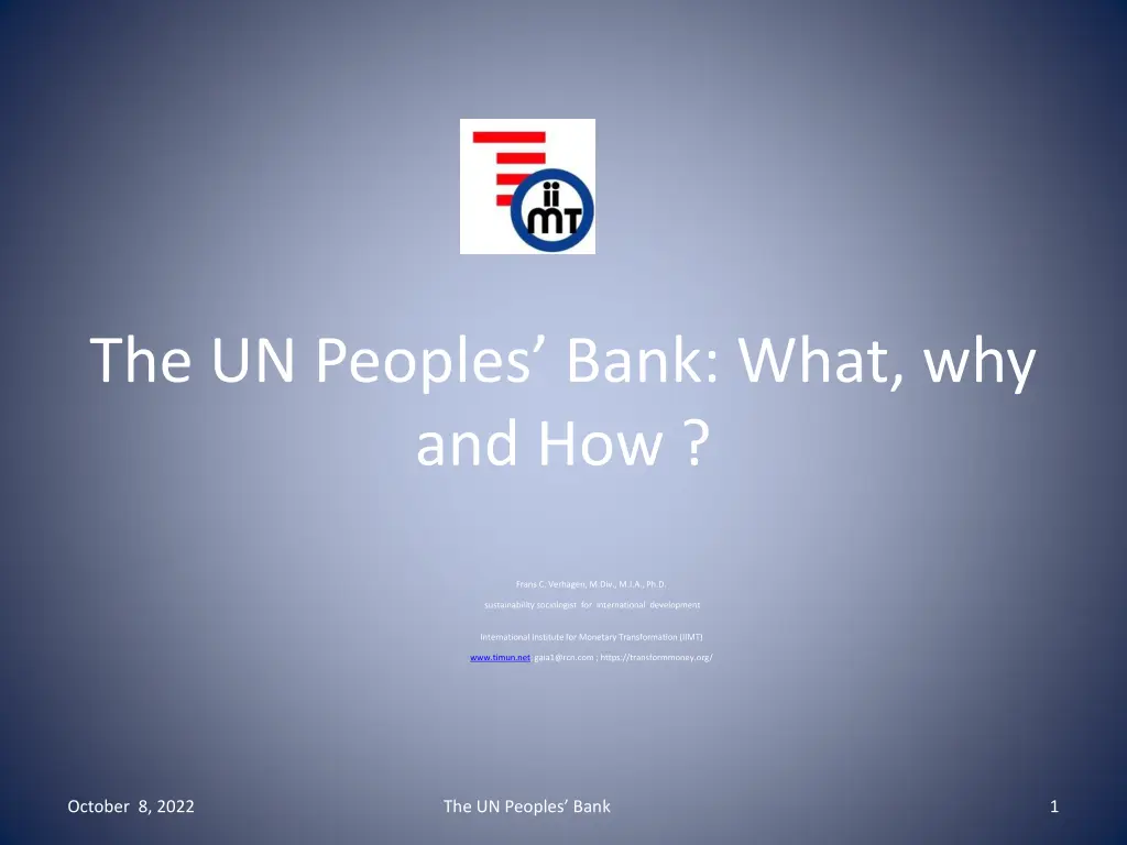 the un peoples bank what why and how