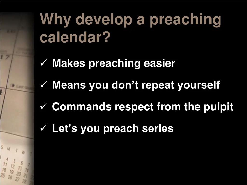 why develop a preaching calendar