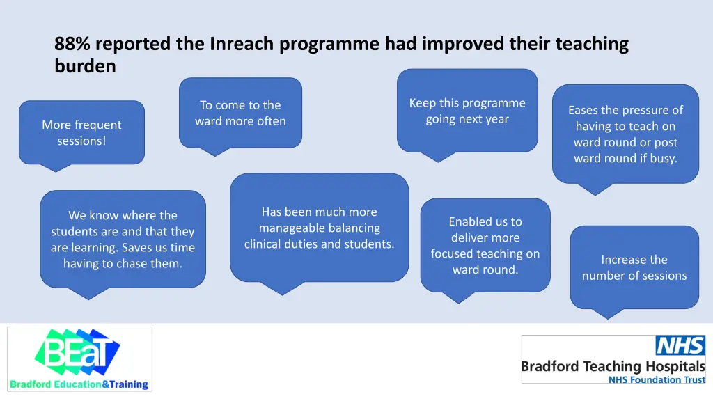 88 reported the inreach programme had improved