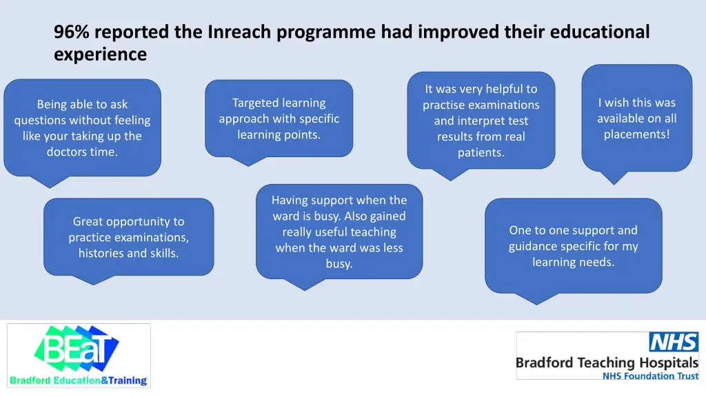 96 reported the inreach programme had improved
