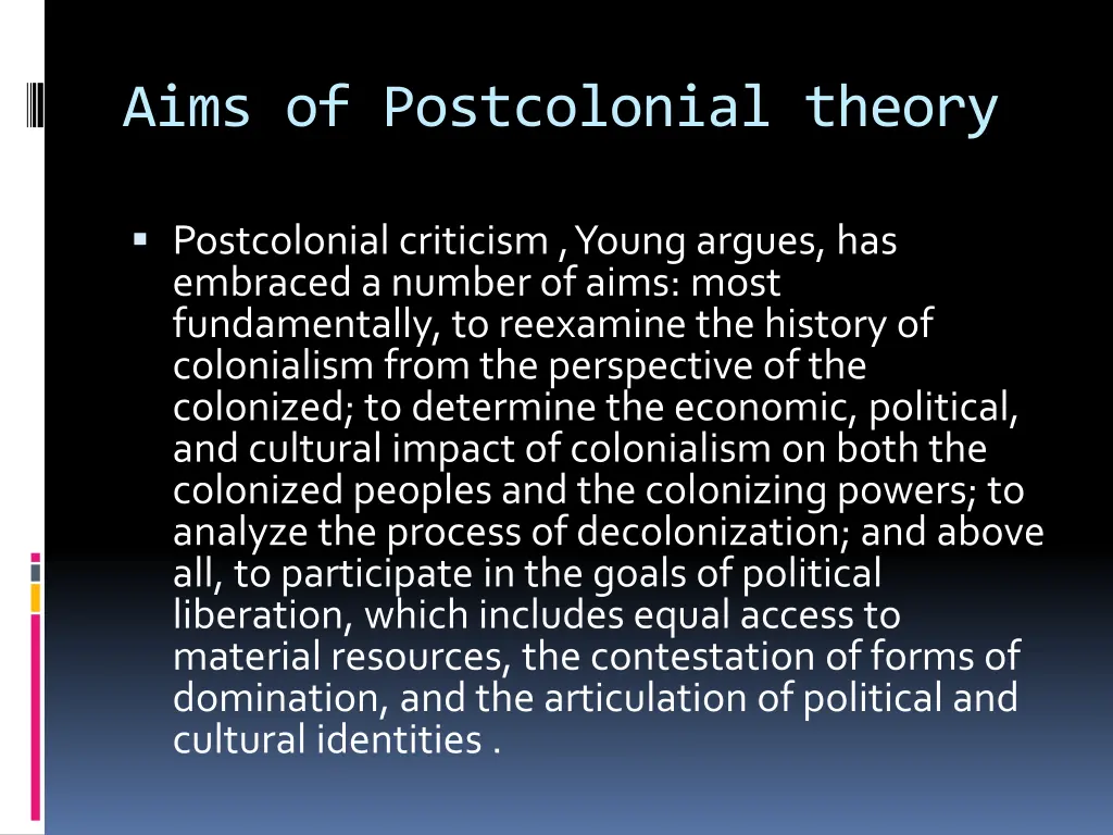 aims of postcolonial theory