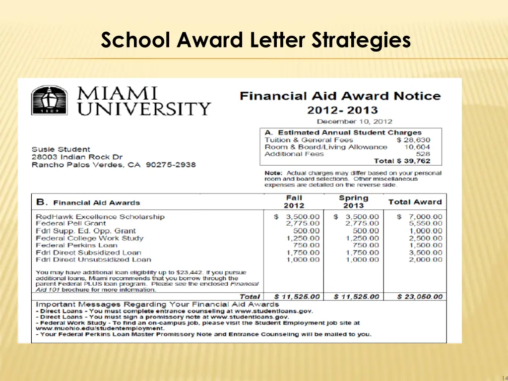 school award letter strategies