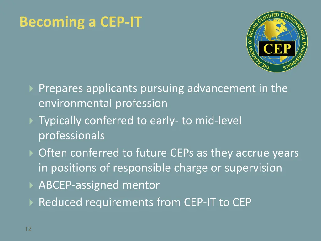 becoming a cep it