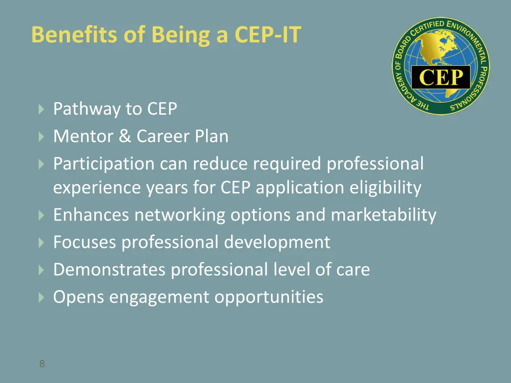 benefits of being a cep it
