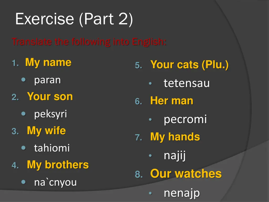 exercise part 2