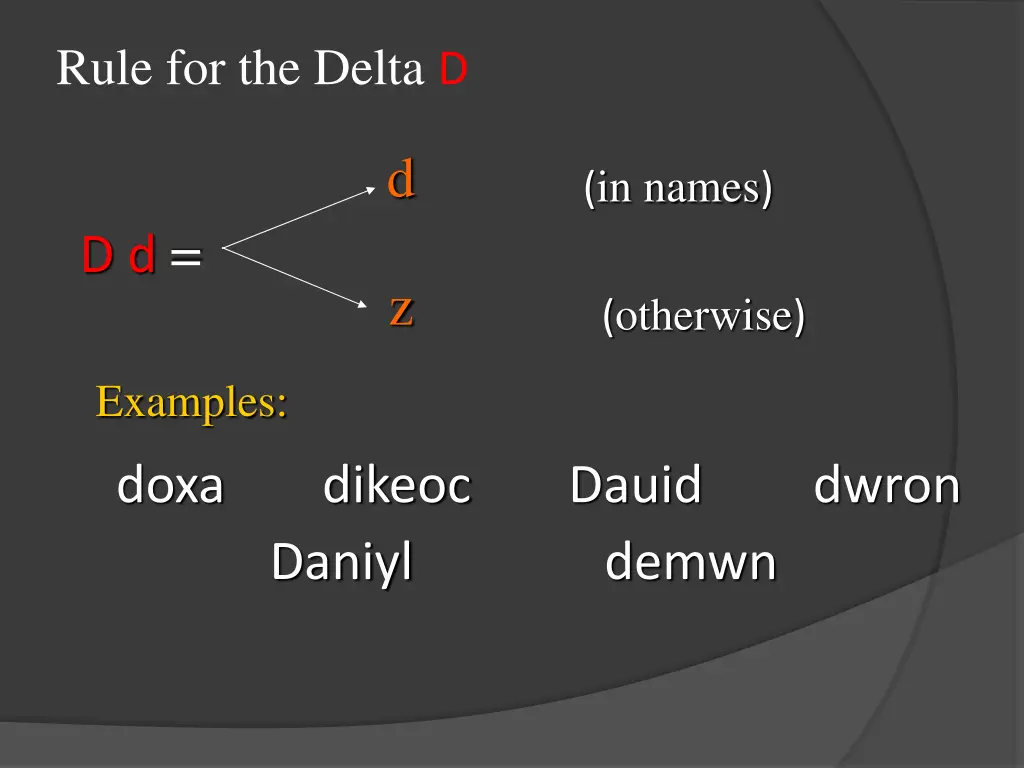 rule for the delta d