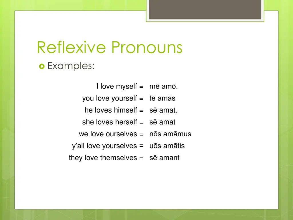 reflexive pronouns examples