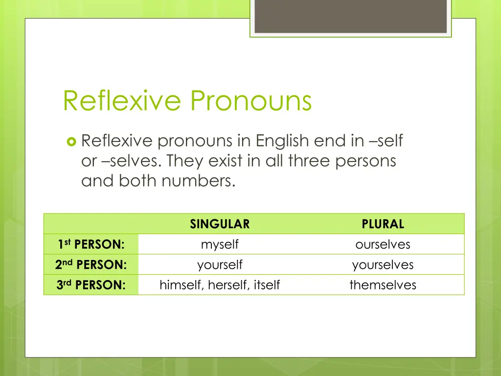 reflexive pronouns