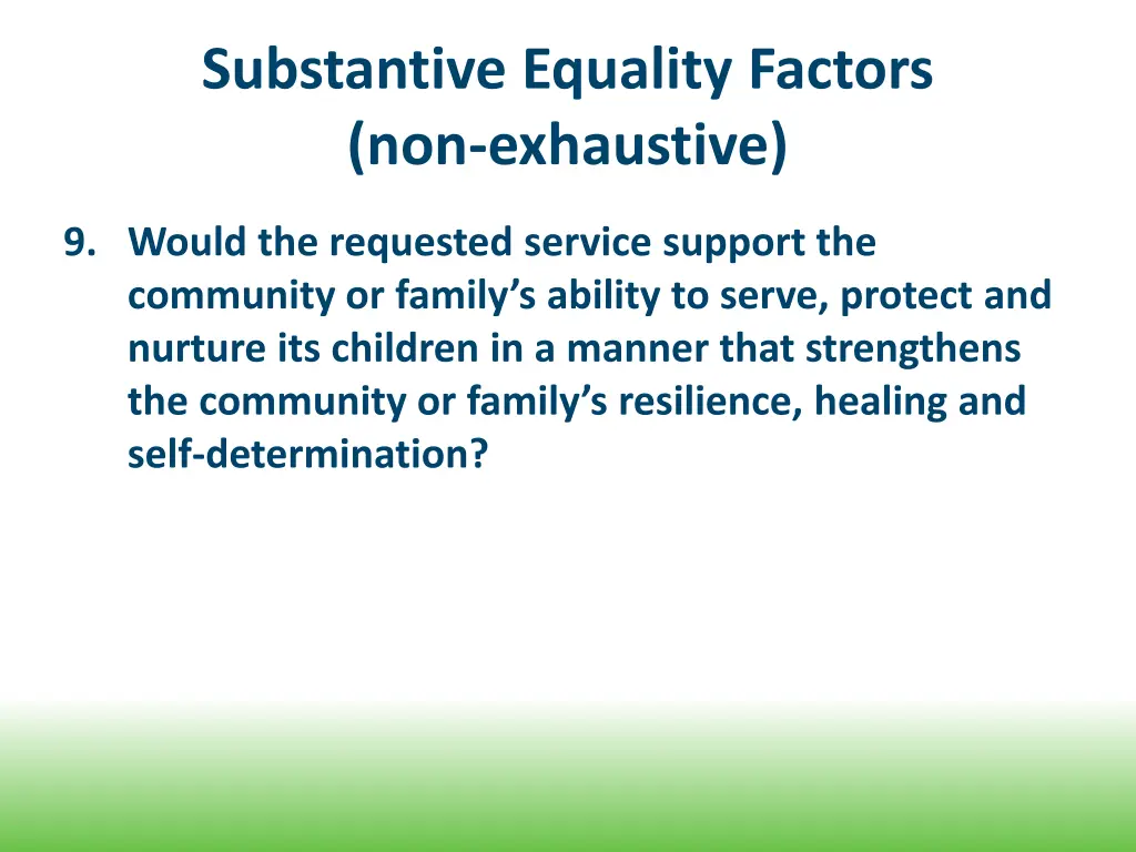 substantive equality factors non exhaustive 3
