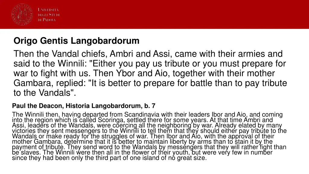 origo gentis langobardorum then the vandal chiefs