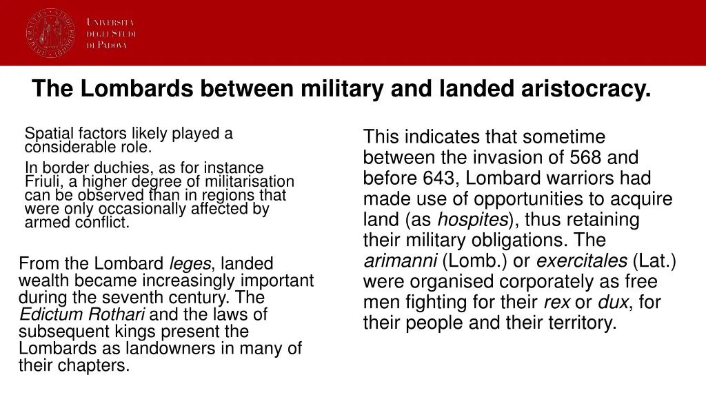 the lombards between military and landed