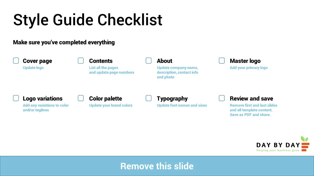 style guide checklist