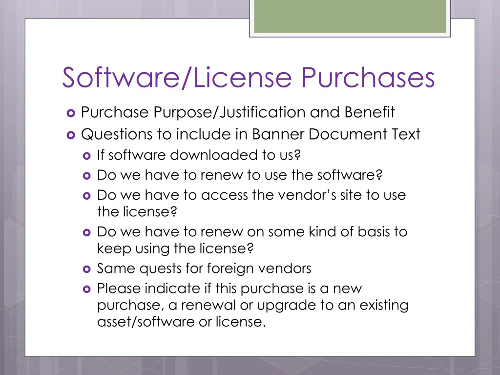 software license purchases